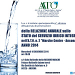 locandina per la relazione annuale sullo stato del servizio idrico integrato nell'A.T.O. n. 2 "Marche Centro - Ancona"