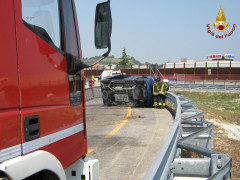 L'incidente sulla rampa di uscita dell'A14 ad Ancona sud