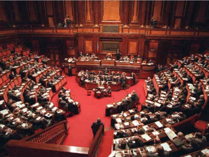 L'aula del Senato della Repubblica, uno dei due rami del Parlamento italiano