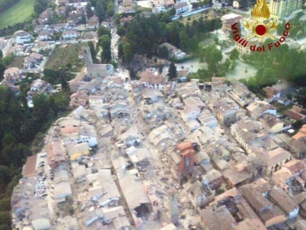 L'area colpita dal terremoto del 24 agosto 2016