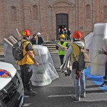 Il recupero delle opere d'arte da parte del gruppo della Protezione Civile per i beni culturali a Caldarola