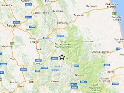 La mappa del terremoto del 1 dicembre 2016 tra Marche e Umbria