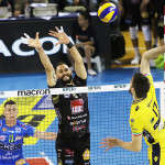 Azione della Lube durante la semifinale contro il Modena