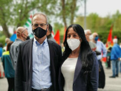Aguzzi e Marcozzi presenti alla manifestazione a sostegno dei lavoratori Elica