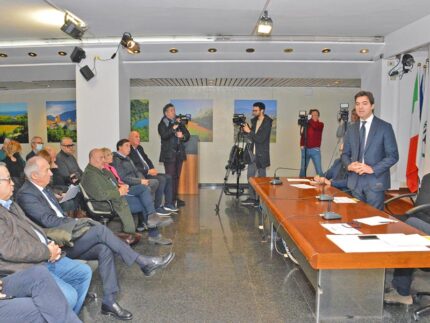 Conferenza stampa di inizio anno del presidente Acquaroli
