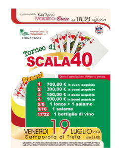 36^ edizione della Sagra del Maialino alla Brace e festa di S. Vincenzo - Torneo Scala 40