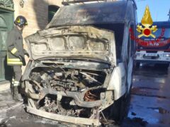 Furgone in fiamme a Chiaravalle