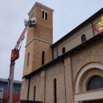 Crollo di mattoni da un campanile a Centobuchi